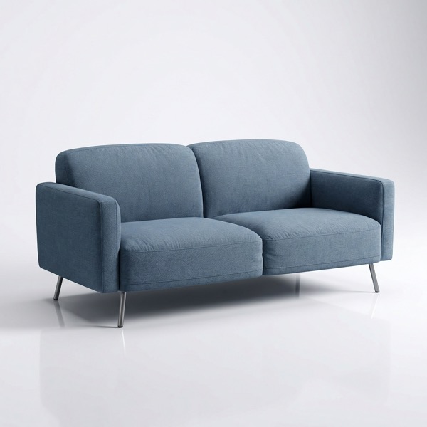 Modern blue sofa on clean studio background