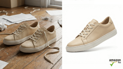 Shoes transformed from floor photo to Amazon FBA main image